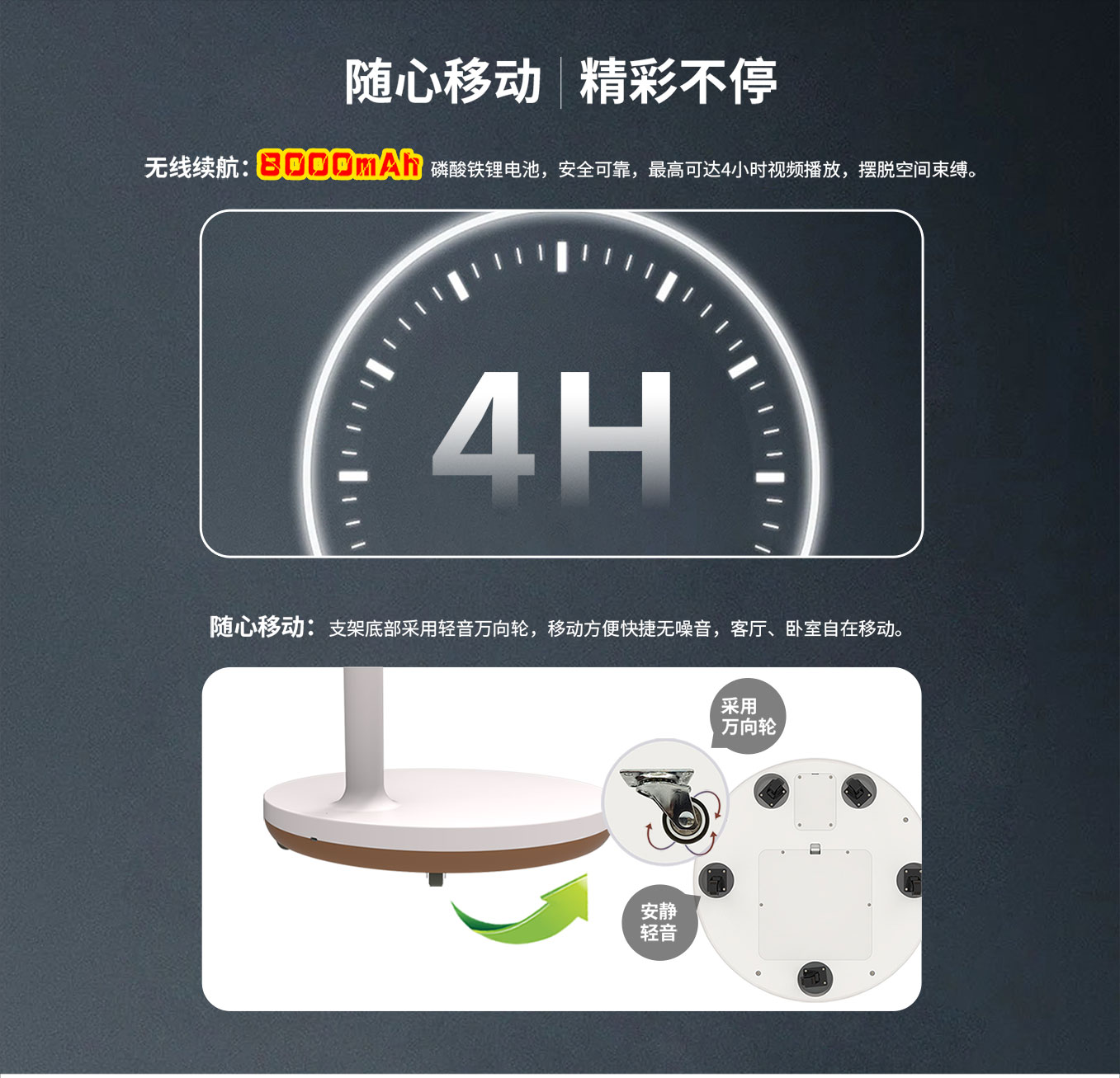 新百胜集团科技25寸智由屏闺蜜机内置大容量电池，全屋移动